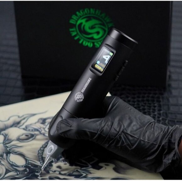 Dragonhawk X7 Wireless Tattoo Pen Kit Rotary Machine 3.5mm Stroke 20Pcs Cartridg - Picture 5 of 9